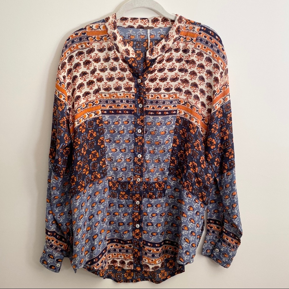 Free People Patterned Button Down Shirt - image 1